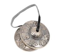 MAGICLULU Meditation Bell Small Tibetan Cymbals Chimes Brass Hand Percussion Instrument Lightweight Practical for Yoga Buddhist Ceremony with Traditional Eight Auspicious Symbols Design