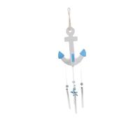 MAGICLULU Mediterranean Wooden Anchor Wind Chime for Outside Nautical Metal Tube Hanging Ornament with Delicate Sound Coastal Beach Wall Decor for Porch Garden Balcony