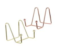 MAGICLULU Metal Frame Photo Display Stand Set, 2pcs Small Iron Easels in Gold and Rose Gold, Desktop Plate Holder for Pictures and Artwork, Nordic Style Home Decor Accents