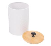 MAGICLULU Metal Kitchen Canister Airtight Coffee Canister Large Capacity White Cylindrical Storage Jar with Bamboo Lid Silicone Seal Keeps Food Fresh Sleek Design for Countertop Kitchen Use