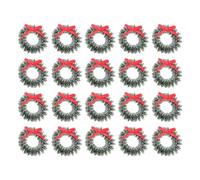 MAGICLULU Mini Artificial Christmas Wreaths 20 Pcs Mini Christmas Wreaths with Bow Mini Green Artificial Christmas Wreath for Xmas Holiday Supplies Christmas Wreaths Ornaments