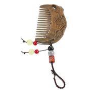 MAGICLULU Mini Sandalwood Hair Comb Small Portable Keychain with Lotus and Fish Carvings Natural Green Sandalwood Compact Travel Brush for Women Home Salon Use