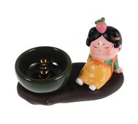 MAGICLULU Minimalist Chinese Ceramic Incense Holder for Sticks Handmade Vintage Dynasty Lady Design Aroma Burner for Yoga Meditation and Relaxation Spaces