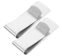 MAGICLULU Money Clip Cash Holder for Office Use 2pcs Stainless Steel Bill Clips Practical and Slim with Easy to Carry and Store Function, Prevents Items from Missing, Silver Metal