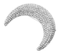 MAGICLULU Moon Brooch Pin Rhinestone Brooch Delicate Stylish Alloy Rhinestone Will Not Break Will Not Deform Women Birthday Dating Silver Moon Shape