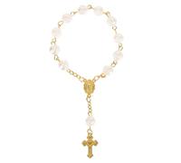 MAGICLULU Muslim Prayer Bracelet Womens Beads Bracelet Delicate Resin Praying Meditation for Those Who Always Go to Worship Muslim Gatherings Golden Rose Shape Cross Pendant