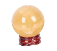 MAGICLULU Natural Citrine Crystal Ball 4cm with Base, Yellow Household Crystal Sphere for Home Decor, Feng Shui Ornament and Holiday Craft
