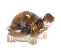 MAGICLULU Natural Crystal Turtle Figurine Desk Decoration Tiger Eye Stone Desktop Sculpture Animal Ornament for Home Office Garden Display