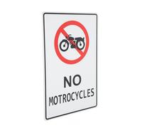 MAGICLULU No Motorcycles Sign Road Street Sign Street Road Warning White Iron Smooth Surface Sturdy Materials Not Easy to Deform