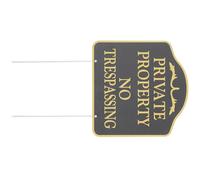 MAGICLULU No Trespassing Sign for Private Property with Post, Weatherproof Outdoor Yard Warning Stake, Black Garden Security Statement for Lawn and Driveway