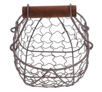 MAGICLULU Oval Metal Wire Egg Basket with Wood Handle - Black, Rustic, Chrome Finish - Ideal for Easter Eggs & Fruits - 7" x 4.72" x 4.72"