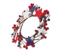 MAGICLULU Patriotic Red White Blue Star Candle Ring Faux Wreath for Dining Table Centerpiece Independence Day Decoration with Vibrant Colors and Texture Ready to Use American Holiday Accent