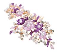 MAGICLULU Pearl Bride Hair Comb Rhinestone Bridal Hair Barrette Crystal Wedding Headdress Headbands Clip Floral Headpiece Women's Wedding Flowers