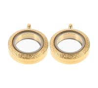 MAGICLULU Photo Frame Locket Pendants Memory Necklace Lockets 2pcs Stainless Steel round Glass Window, Lightweight and Portable for Travel and Birthdays