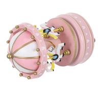 MAGICLULU Pink Carousel Music Box Wind-up Holiday Ornament with Clockwork Rotation and Castle Sky Melody Sturdy Plastic-wood Design Festive Christmas Birthday Gift for Women