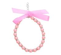 MAGICLULU Pink Dog Cat Pearl Necklace with Metal Bling Accessories | Ribbon Bow Detail, Lightweight Fit, Occasions and Holidays, Elegant Pet Jewelry Style