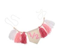 MAGICLULU Pink Half Birthday High Chair Banner for Wood Bead Tassel Garland Month Milestone Decoration Soft Yarn Photo Backdrop for Girl Party Celebrations