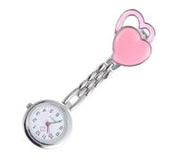 MAGICLULU Pink Heart Shaped Pocket Watch Clip on Zinc Alloy for Nurses | Fashion Creative Hanging Style, Clip to Scrubs, Hands Free Timing for Clinical Rounds and Decor Use