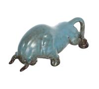MAGICLULU Porcelain Ox Tea Pet Bull Figurine Feng Shui Desktop Ornament for Living Room and Office Decor Symbol of Wealth Success and Ambition Business Prosperity and Growth