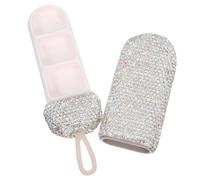 MAGICLULU Portable Bling Crystal Pill Organizer with 3 Compartments, Waterproof Small Plastic Medication Box for Daily Supplies and Trips, Cute Modern Pill Dispenser for Nursing Use