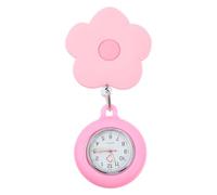 MAGICLULU Portable Nurse Pocket Watch with Clip Design, Pink Flower Style | Flexible Strap, Stainless Steel Case and Glass Mirror, Stretchable Fit, Easy Time Checking for Nurses and Doctors
