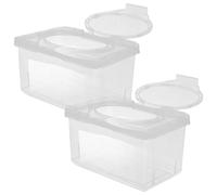 MAGICLULU PP Rectangular Wipes Dispenser, 2pcs Refillable Wipe Container, Transparent, 19.50X12.50X11.00cm/7.66X4.91X4.32in, 1850ml, for Home Office