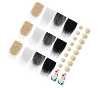 MAGICLULU Pre-Cut DIY Gnome Beard Set with 12 Fluffy Faux Beards in White, Black, Khaki, Dark Grey and 12 Natural Wood Beads for Crafting Gonk and Dwarf Costume Accessories