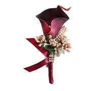 MAGICLULU Pu Rhinestone Inlaid Boutonniere for Wedding Elegant Chic Bridal Brooch with Fine Craftsmanship Calla Lily Design for Dancing Party and Banquet
