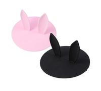 MAGICLULU Rabbit Ear Cup Lids 2 Pack Silicone Silica Gel Covers 3.94In Reusable Seal for Hot Cold Drinks Spill Prevention Insulation Cute Ear Design