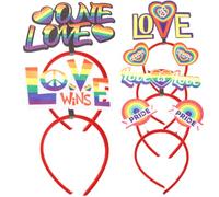 MAGICLULU Rainbow Heart Headbands Decorative Cloth and Plastic Hair Bands for Women 6pcs Stay on Head Firmly, for Party and Performance Celebrations