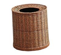 MAGICLULU Rattan Waste Basket Open Top Vintage Style Trash Can with Plastic Liner Large Capacity Round Woven Bin for Living Room Bedroom Bathroom Rattan Construction