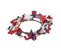 MAGICLULU Red White Blue Star Candle Ring Wreath with Artificial Berries Lightweight Patriotic Centerpiece for Dining Tables Kitchens Independence Day Memorial Day Decorations