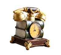 MAGICLULU Resin Telephone Clock Ornament for Home Office Decorative Telephone Clock Sculpture As Housewarming for Bedroom Living