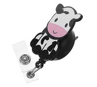MAGICLULU Retractable Badge Reel with Cute Cow Clip, Sturdy Alligator Clip Id Badge Holder for Office and Home Use, Retractable Name Tag Holder with 360° Swivel and Extendable Cord