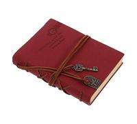 MAGICLULU Retro Vintage Style Pu Leather Cover Notebook with String Key Bound and 320 Pages, Convenient to Carry and Easy to Open and Close, for Travel Journal and Drawing, Red