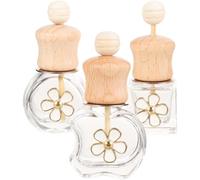 MAGICLULU Reusable Car Perfume Bottle Diffuser and Reasonable Structure 3pcs Made of Glass and Wood with Delicate Shape for Interior Air Freshening for Car Decoration and Storing Fragrance
