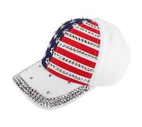 MAGICLULU Rhinestone Five-Pointed Star Baseball Cap Adjustable USA Flag Hat for Men and Women Stylish Sun Protection for Outdoor Events and Fourth of July Celebrations Multi