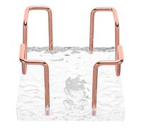 MAGICLULU Rose Gold Metal Frame Memo Pad Holder with Marble Acrylic Base - Small Square Note Organizer for Office Desk, Business Card and Paper Storage Tray