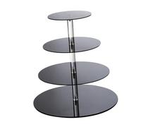 MAGICLULU Round Acrylic Cake Stand Detachable Tiered Cupcake Display Rack Black for Wedding Birthday Party Dessert Table Decoration