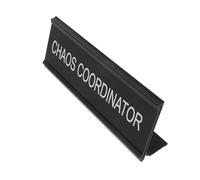 MAGICLULU Rustic Aluminum Alloy Desk Name Plate Chaos Coordinator Decorative Sign L-Shaped Office Plaque Sleek Desktop Decor Text Black