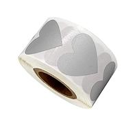 MAGICLULU Scratch-Off Heart Shaped Adhesive Stickers Roll 300pcs Silver Foil Labels for Party Decorations Valentine’s Day Crafts