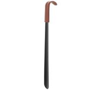 MAGICLULU Shoe Horn for Easy Wearing with Handle Black Stainless Steel | Long Handle Shoe Horn, Smooth Bend Surface, Brown Leather Sheath, Auxiliary Shoe Helper