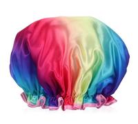 MAGICLULU Shower Cap with Elastic Band Waterproof Satin for Women and Men Large Double Layer Peva Material Suitable for Most Head Sizes for Shower and Bathing Use