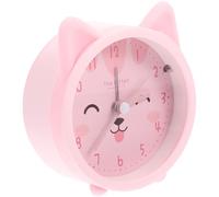 MAGICLULU Silent Alarm Clock Cute Cat Shape Silicone Material with Night Lamp and Mute Function, for Dormitory Or Living Room Desktop Decoration, Battery-Free, Lovely Pink Kitten Ear Design