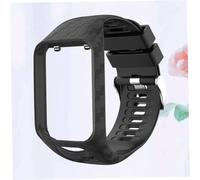 MAGICLULU Silicone Smart Watch Band Replacement with Carved Grain Texture Soft Strap Compatible with Tomtom Series Comfortable Black Wristband for Everyday Wear