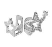 MAGICLULU Silver Teeth Grill with Star Design, Copper and Zircon Material, Stable Shine and Universal Fit, Hip Hop Fashion Grill Jewelry for Women and Unisex Costume Accessories