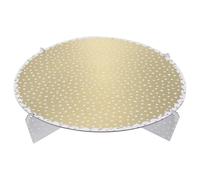 MAGICLULU Single-tier round Cake Stand Dot Pattern in Golden Paper Material for Displaying Cakes and Treats, for Bakeries and Showers
