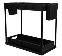 MAGICLULU Sink Spice Organizer Kitchen Storage Holder under Sink Drawer Organizer Plastic Double-layer Sliding Design 2 Tier Pull-out Easy Access Convenient Use Cabinet Storage