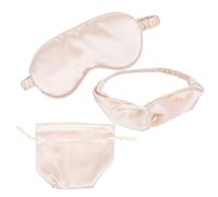MAGICLULU Sleep Eye Mask Set with Imitation Silk Headband and Storage Bag, Lightweight Blindfold for Travel and Sleep, Soft Peach Color Eye Cover for Women