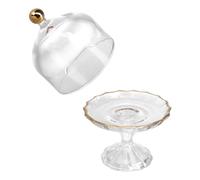 MAGICLULU Small Cake Dish with Glass Lid European-style Gilded Dessert Stand for Candy Cheese Fruit Decorative Dome Cover for Elegant Afternoon Tea and Party Serving